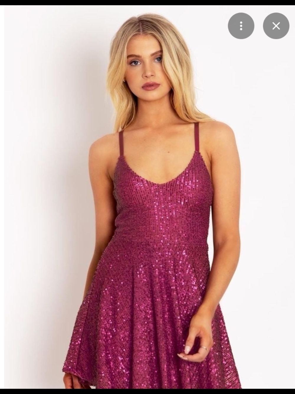 Blackmilk Sequin V-Neck Fuchsia Longline Dress with Spaghetti Straps